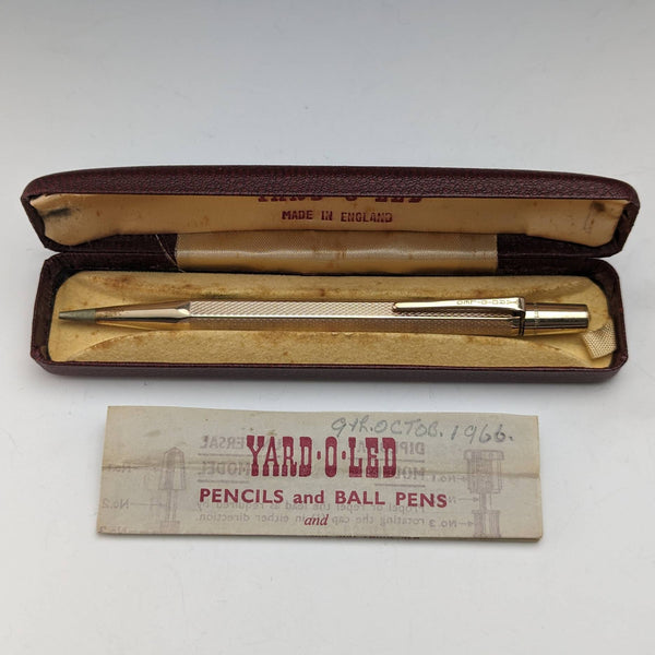 British Vintage Yard O Red Rolled Gold Hexagon Propelled Pencil in Case